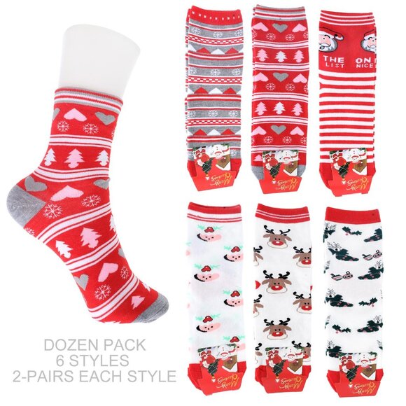CHRISTMAS SOCKS PACKAGE OF 12 NIP - Picture 3 of 3